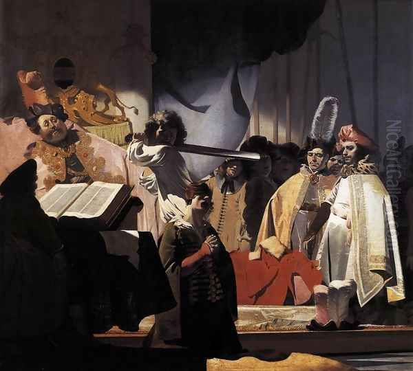 Count Willem III Presides over the Execution of the Dishonest Bailiff in 1336 1657 Oil Painting by Nicolaes van Galen