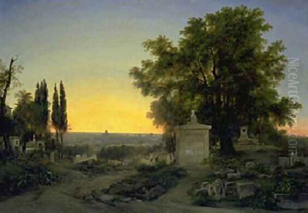 Paris, View of Pere Lachaise Oil Painting by Antoine-Jean Gros