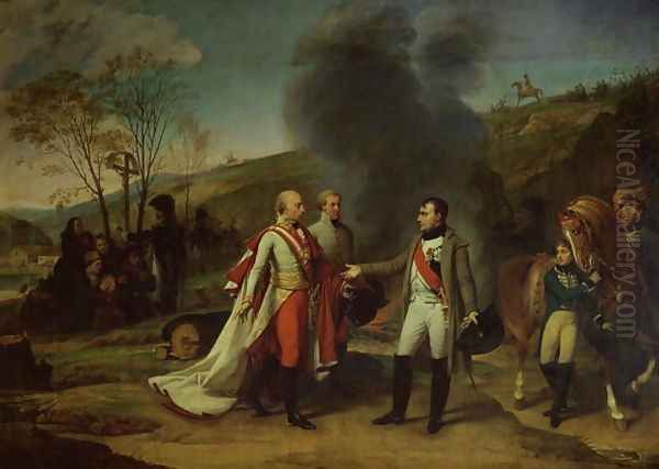 Meeting between Napoleon I 1769-1821 and Francis I 1768-1835 after the Battle of Austerlitz Oil Painting by Antoine-Jean Gros