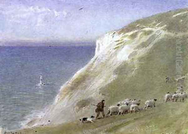 Beachy Head East Sussex Oil Painting by Albert Goodwin