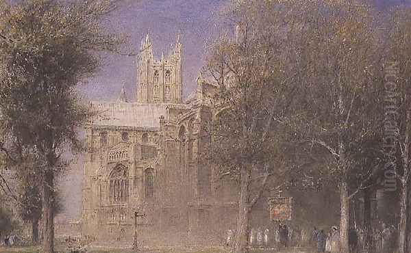 Canterbury Cathedral Oil Painting by Albert Goodwin