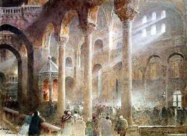 St Marks Basilica Venice from the floor of the Nave Oil Painting by Albert Goodwin