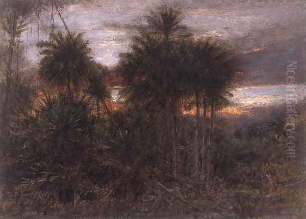 The Jungle Wherein all the beasts of the forest do move Oil Painting by Albert Goodwin