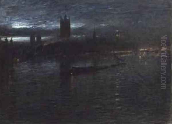 Westminster by Night Oil Painting by Albert Goodwin