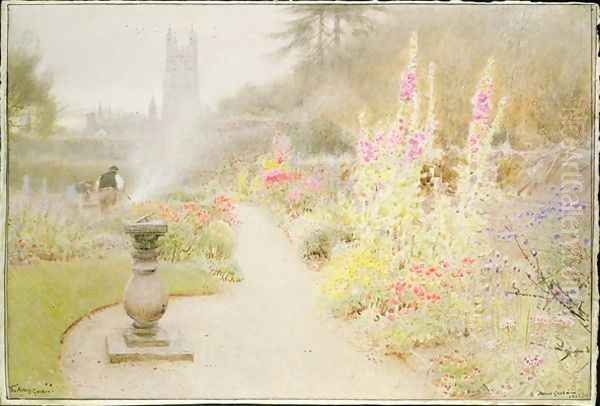 The Abbey Garden Oil Painting by Albert Goodwin