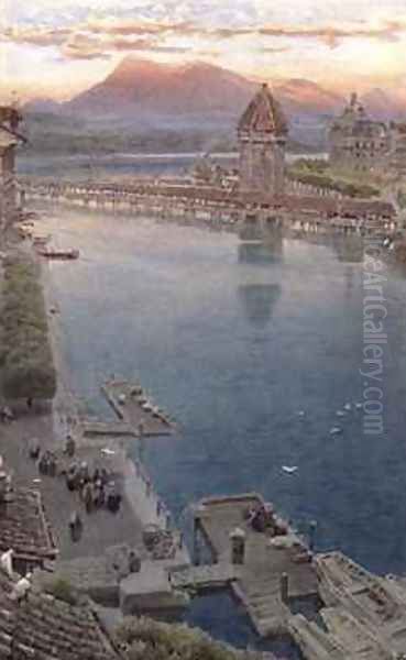 Lucerne Oil Painting by Albert Goodwin