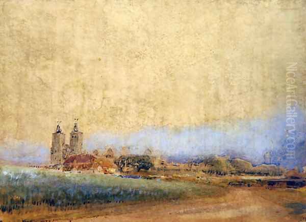 Reculver Kent 2 Oil Painting by Albert Goodwin