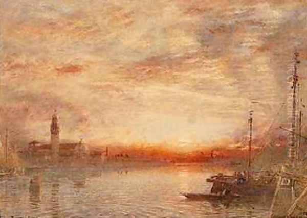 Venice Cemetery Island San Michele Oil Painting by Albert Goodwin