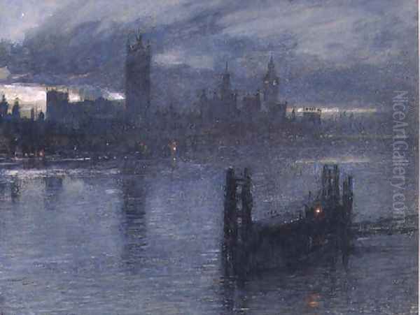 Westminster from Lambeth Bridge Oil Painting by Albert Goodwin