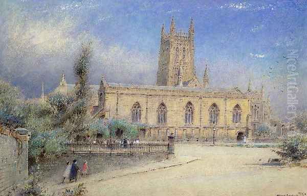 Worcester Cathedral Oil Painting by Albert Goodwin