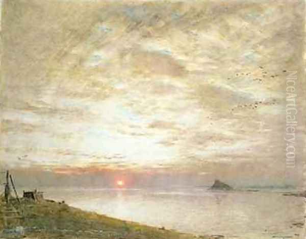 Mounts Bay Cornwall Oil Painting by Albert Goodwin