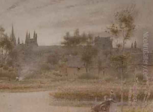 Peterborough Cathedral Oil Painting by Albert Goodwin