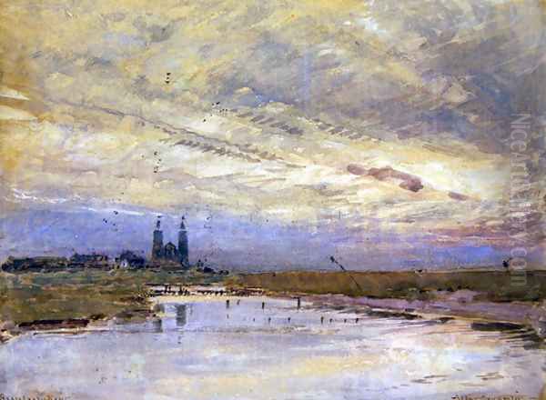 Reculver Kent Oil Painting by Albert Goodwin