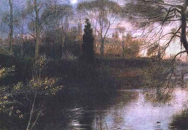 The Backs Cambridge Oil Painting by Albert Goodwin