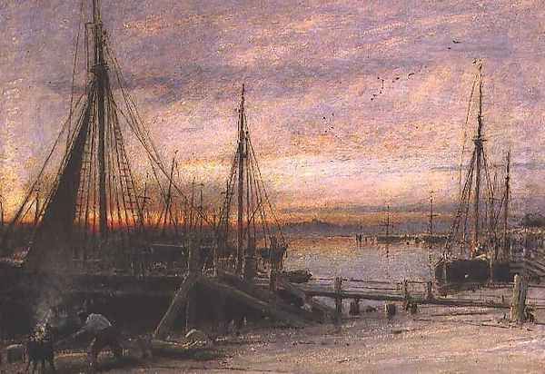 Rye Port Sussex Oil Painting by Albert Goodwin