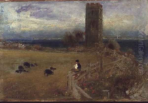 The Shepherd Boy Sidestrand Norfolk Oil Painting by Albert Goodwin