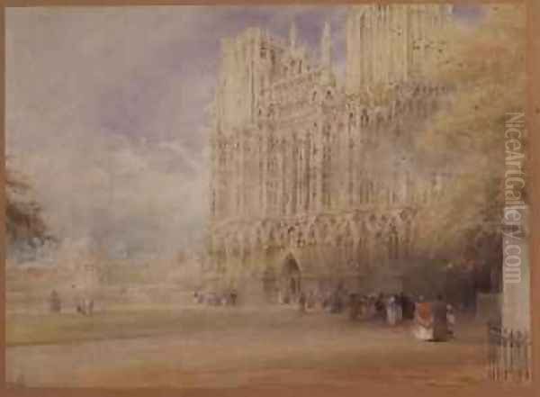 Wells Cathedral Oil Painting by Albert Goodwin