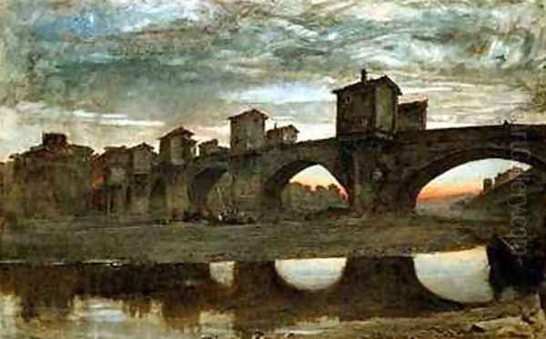 The Ponte alla Grecia before Demolition Florence Oil Painting by Albert Goodwin