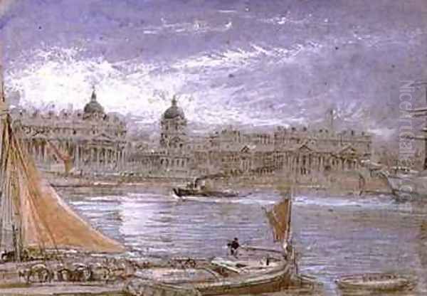 View of Greenwich from the Thames Oil Painting by Albert Goodwin