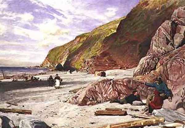 Lynmouth Devon the Story of the Shipwreck Oil Painting by Albert Goodwin