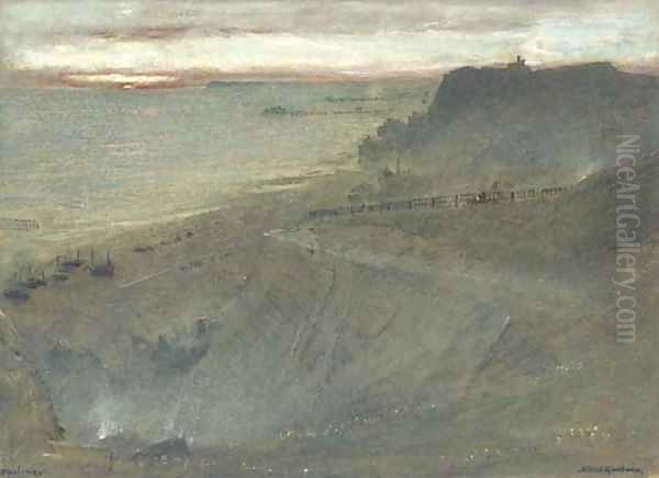 Hastings from East Hill, West Sussex Oil Painting by Albert Goodwin