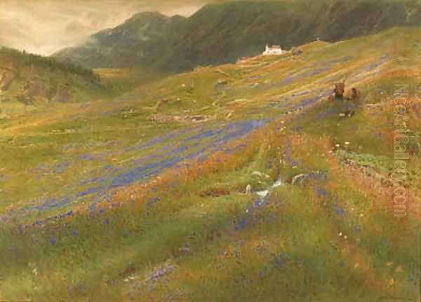 The Alpine Summer Oil Painting by Albert Goodwin