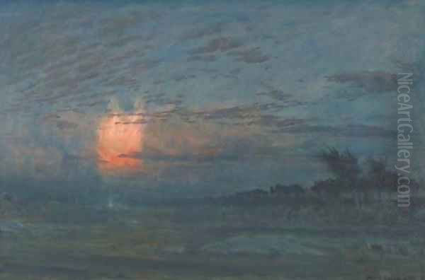 A Night in the Camp of Israel Oil Painting by Albert Goodwin