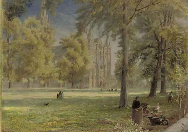 Salisbury Cathedral 2 Oil Painting by Albert Goodwin