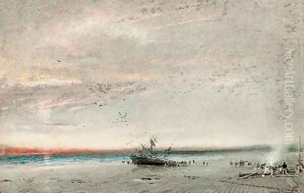 Ashore Oil Painting by Albert Goodwin