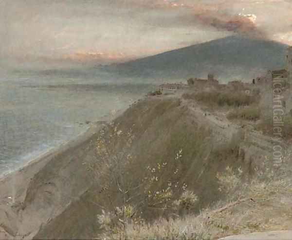 Etna and Taormina Oil Painting by Albert Goodwin