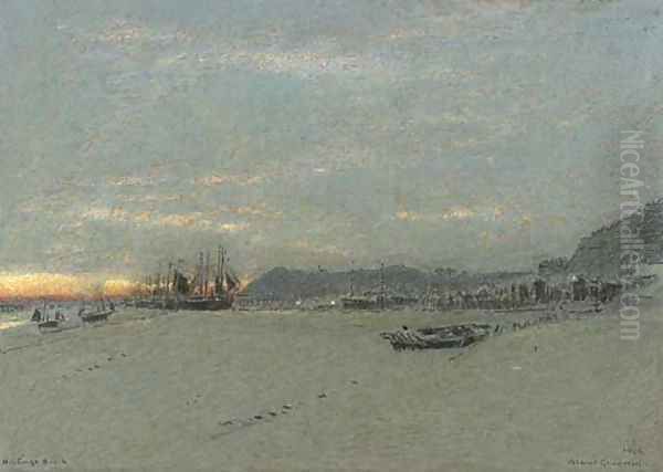 Hastings Beach Oil Painting by Albert Goodwin