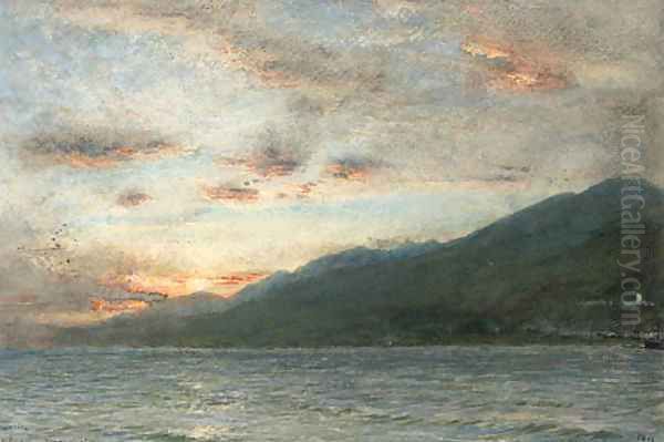 Sunrise over La Guarya, Venezuela Oil Painting by Albert Goodwin