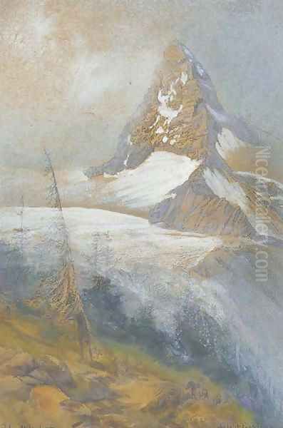 The Matterhorn, Zermatt Oil Painting by Albert Goodwin