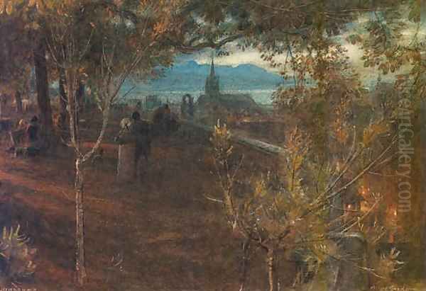 View of Lausanne Oil Painting by Albert Goodwin