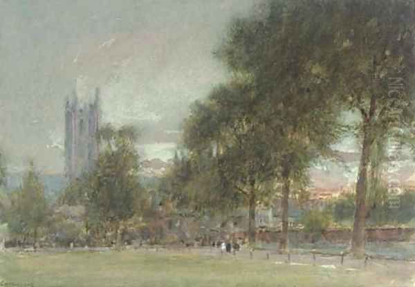 Canterbury at sunset Oil Painting by Albert Goodwin