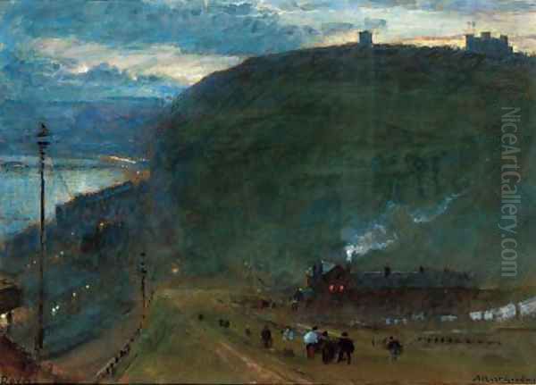 Dover at night Oil Painting by Albert Goodwin