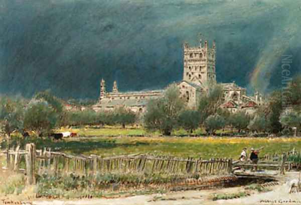 Tewkesbury, Gloucestershire Oil Painting by Albert Goodwin