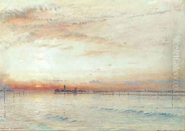 Venetian Lagoons Oil Painting by Albert Goodwin