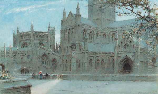 Wells Cathedral 2 Oil Painting by Albert Goodwin