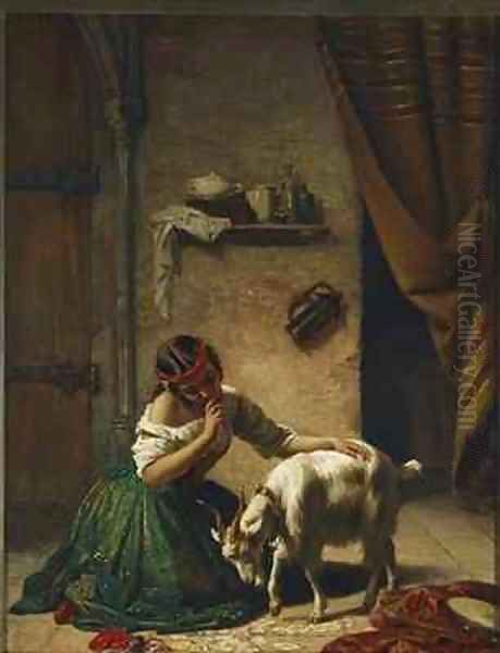 The spelling lesson Esmeralda et sa chevre Oil Painting by William Gale