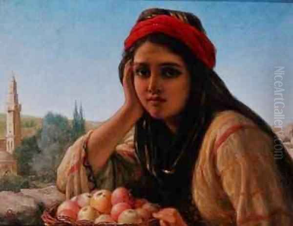 Syrian Fruit Seller Oil Painting by William Gale