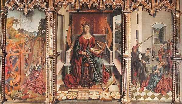 Triptych of St Catherine Oil Painting by Fernando Gallego