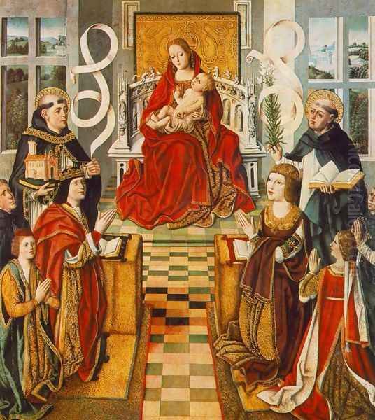 Madonna of the Catholic Kings 1490-95 Oil Painting by Fernando Gallego