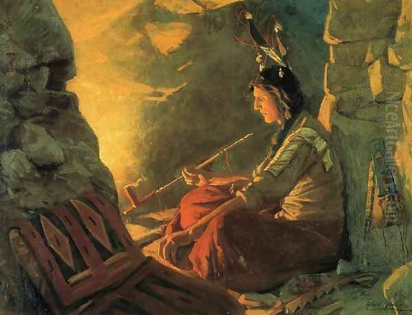 Indian Meditation Oil Painting by William Gilbert Gaul