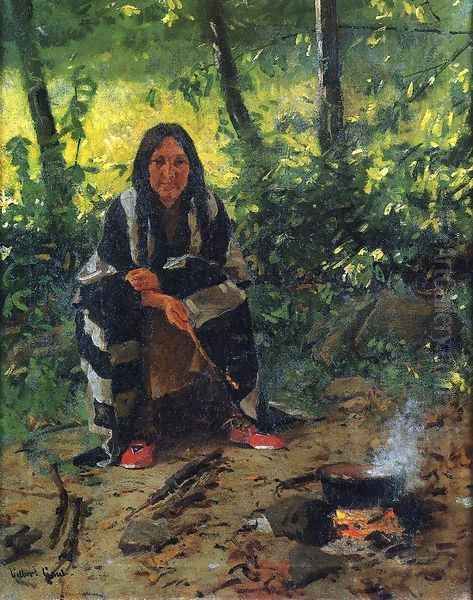 Tending the Fire Oil Painting by William Gilbert Gaul