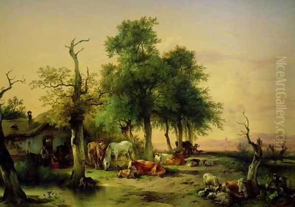 Pasture land Oil Painting by Friedrich Gauermann