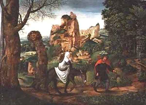 The Flight into Egypt Oil Painting by Lucas Gassel