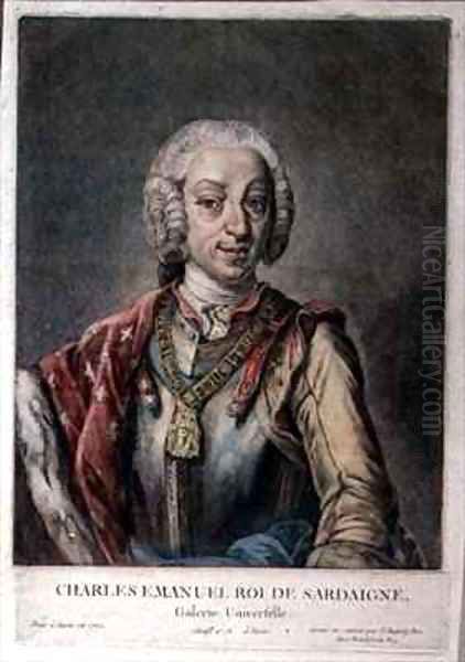 Portrait of Charles Emanuel III 1701-73 King of Sardinia Oil Painting by Jacques - Fabien Gautier - Dagoty