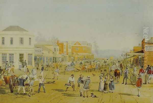 Rundle Street, Adelaide Oil Painting by Samuel Thomas Gill