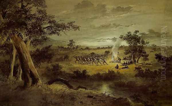 Corroboree at Night Oil Painting by Samuel Thomas Gill